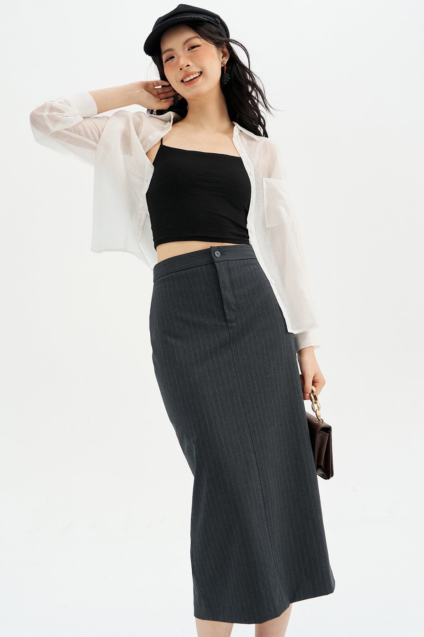 Sơ mi voan tơ trắng basic