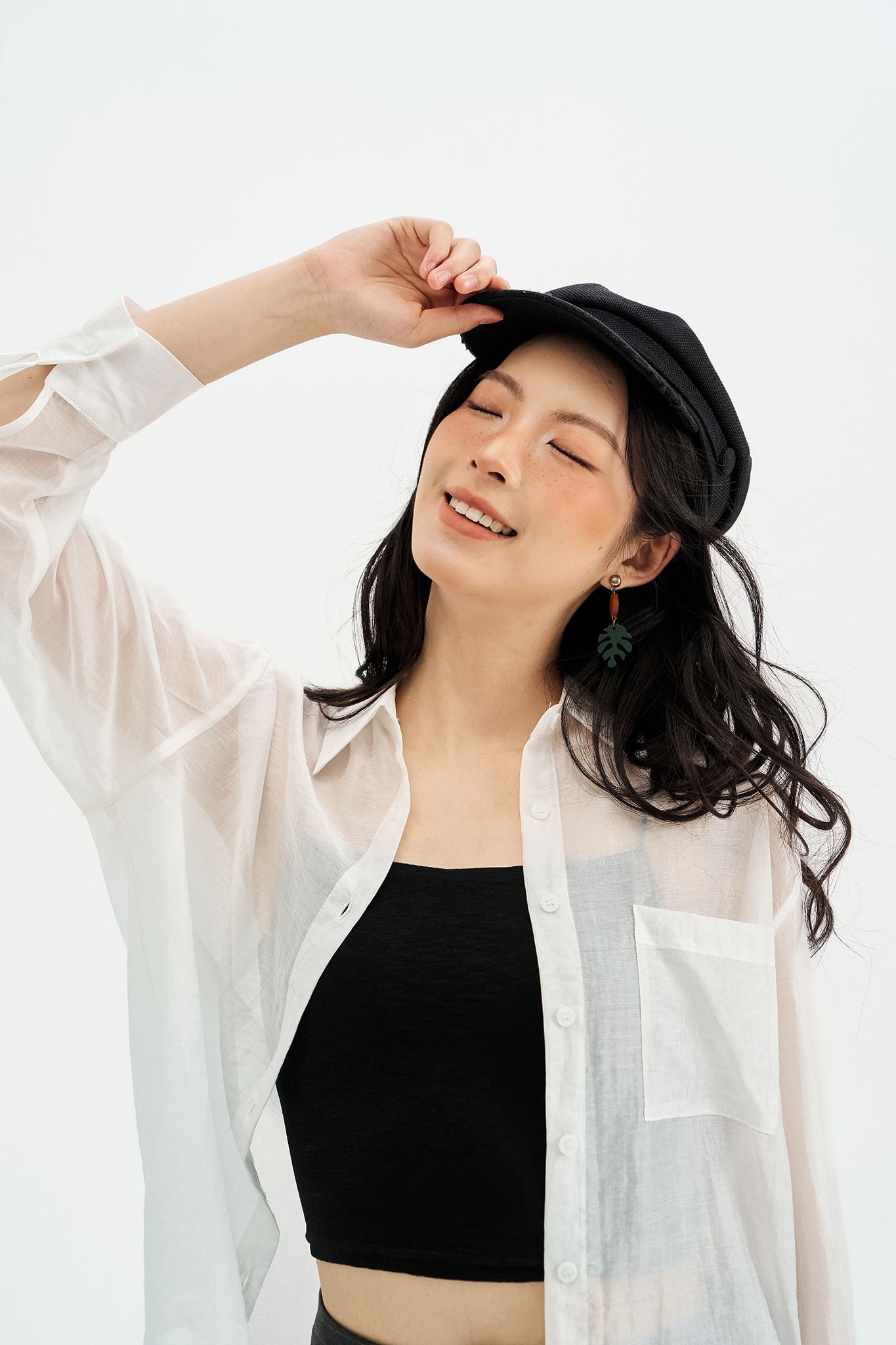 Sơ mi voan tơ trắng basic