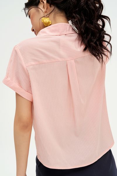 Sơ mi sọc hồng cam túi in Aurora