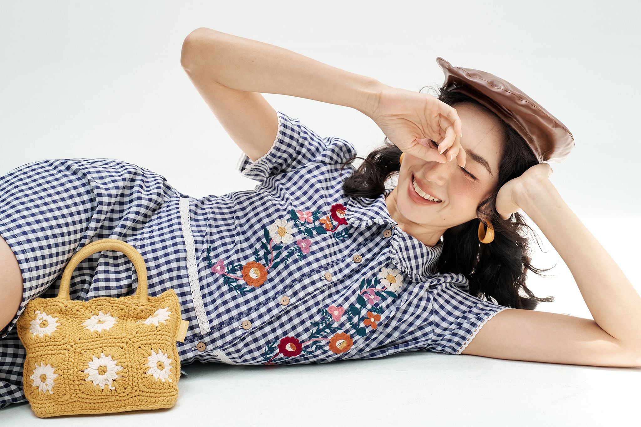 Chân váy karo navy