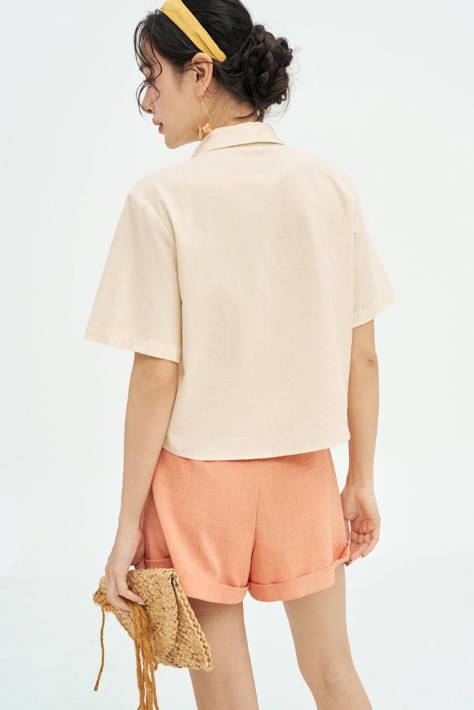 Áo sơ mi crop basic florals window