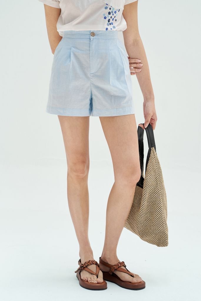 Quần shorts thô bamboo xanh