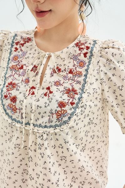 Top hoa nhí thêu trang trí cầu áo