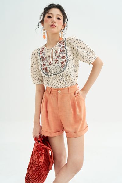 Top hoa nhí thêu trang trí cầu áo