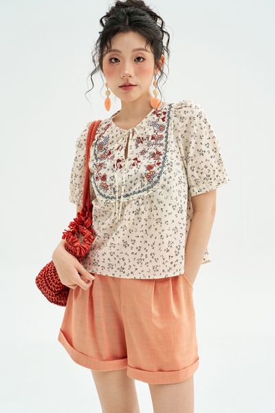 Top hoa nhí thêu trang trí cầu áo