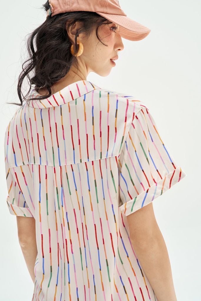 Áo cổ 2 ve basic sọc colorful