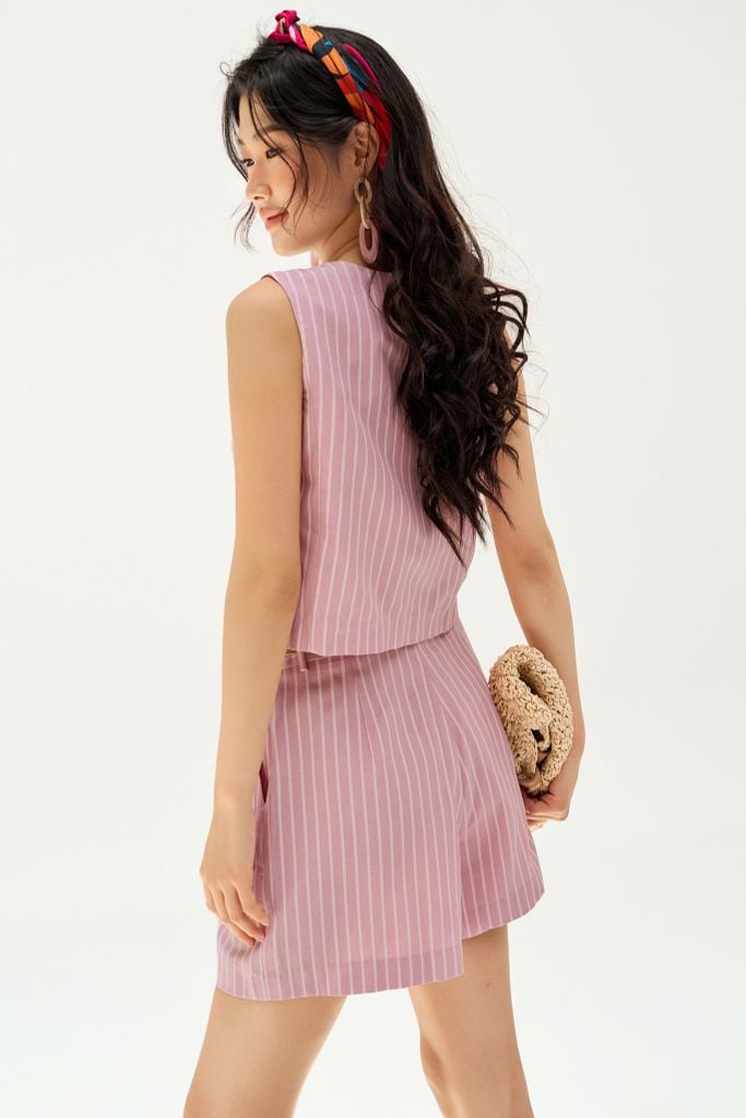 Top gile đũi sọc hồng