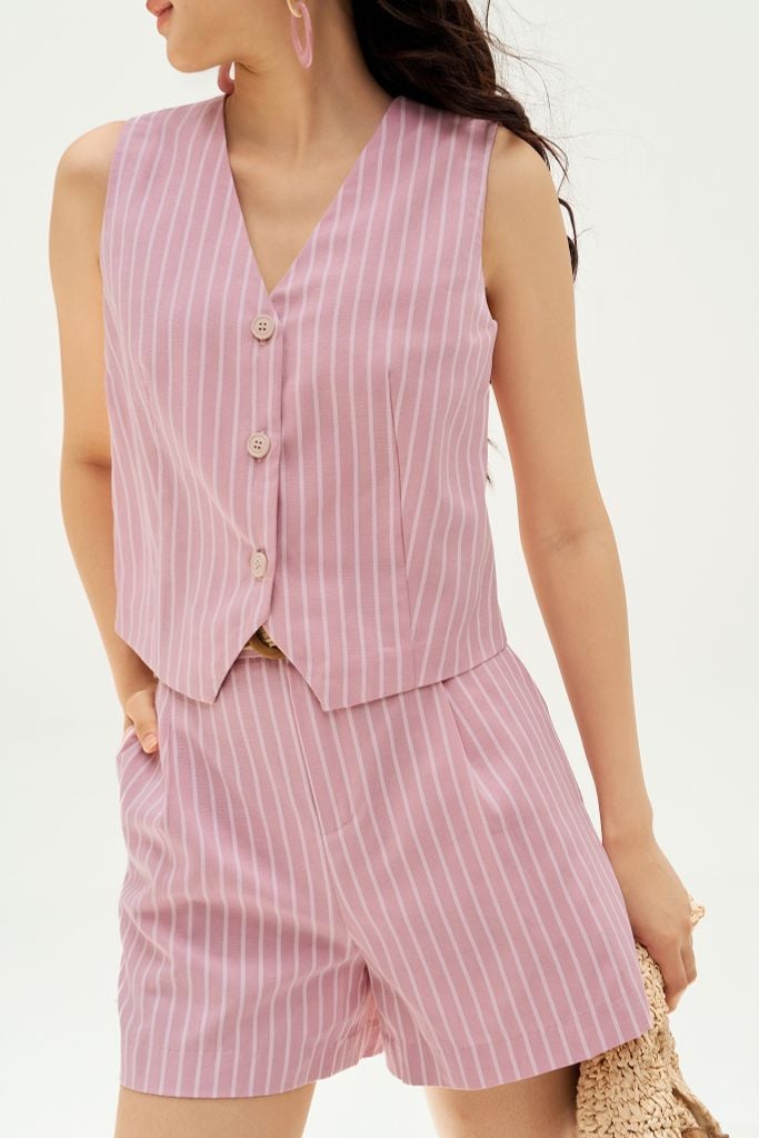 Top gile đũi sọc hồng