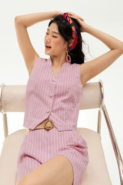Top gile đũi sọc hồng