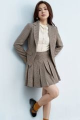  Blazer houndstooth nâu dáng ôm 1 hàng khuy royal 