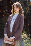  Blazer cổ 2 ve basic 2 khuy nâu latte 