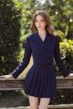  Blazer hè cổ 2 ve dáng ngắn navy 