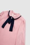  Đầm mini A tech hồng pastel cổ rua đính nơ 