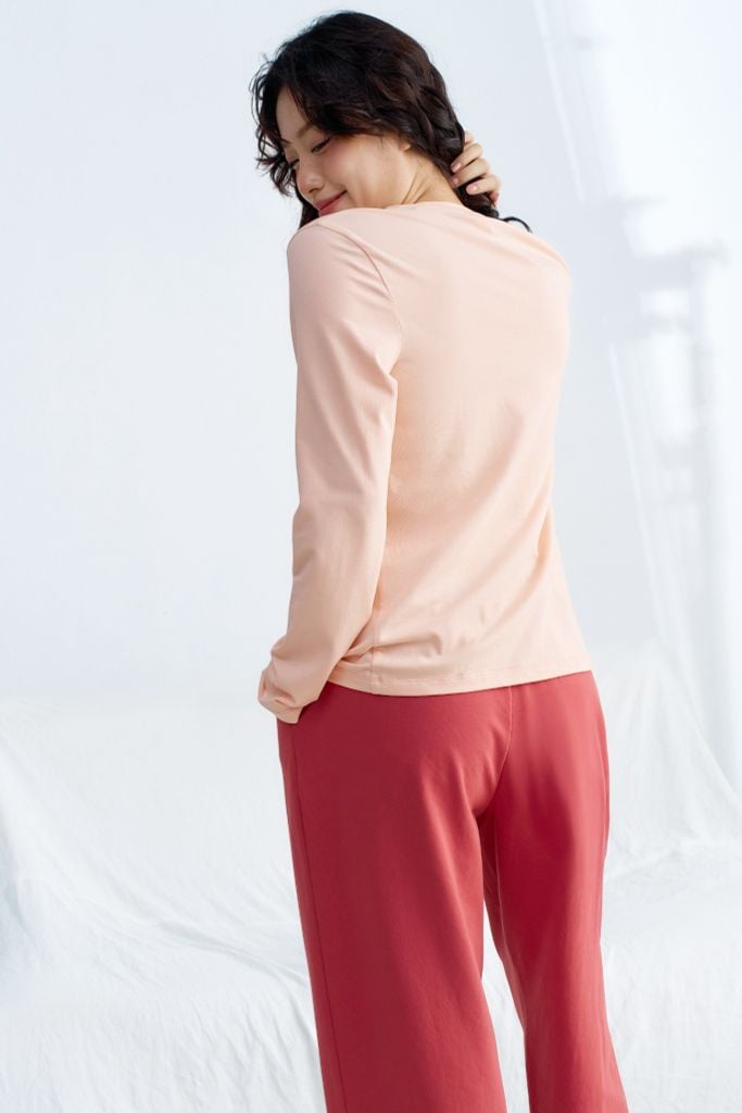 Set home thun dài hồng cam in hoa