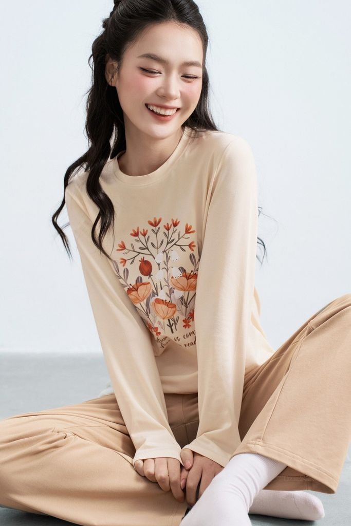 Set home thun dài kem in hoa