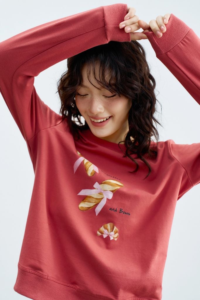 Set nỉ dài màu hồng khô in Baguettes