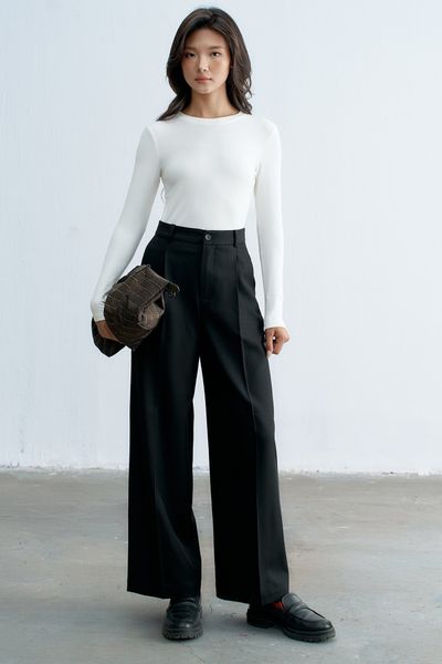 Áo ôm dài tay basic trắng