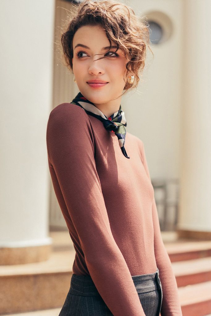 Áo ôm dài tay basic chocolate