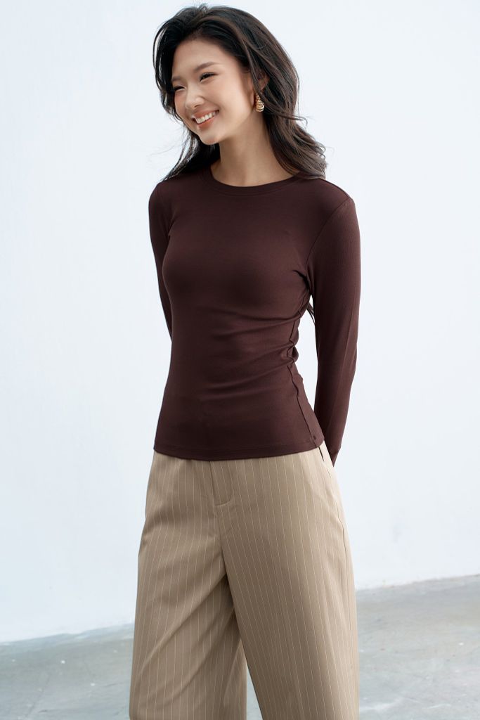 Áo ôm dài tay basic chocolate