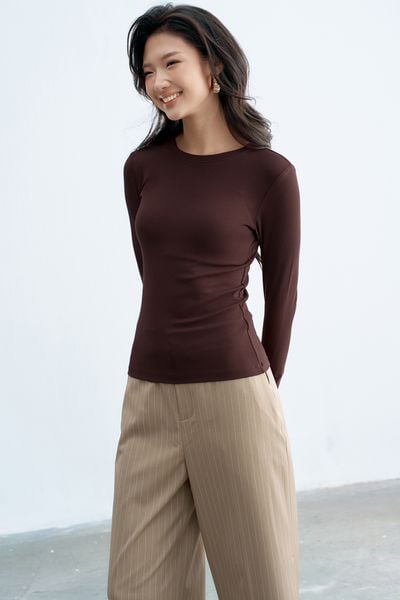 Áo ôm dài tay basic chocolate