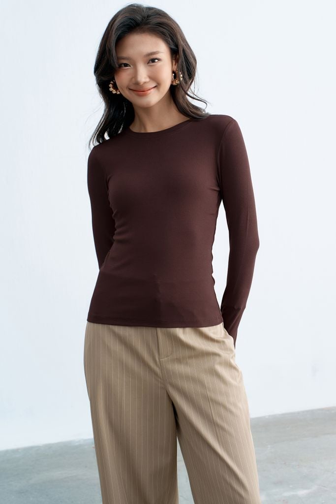 Áo ôm dài tay basic chocolate