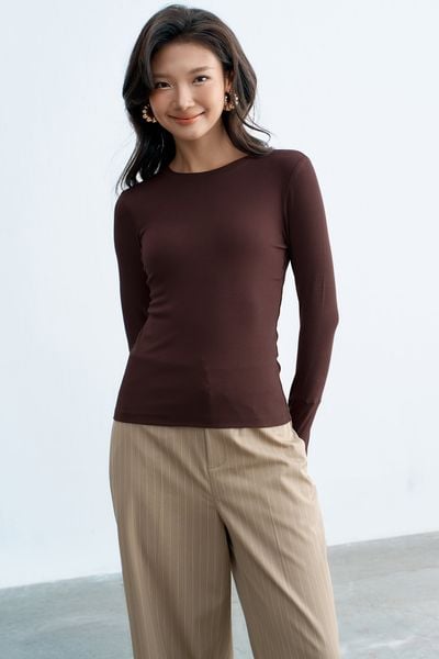 Áo ôm dài tay basic chocolate