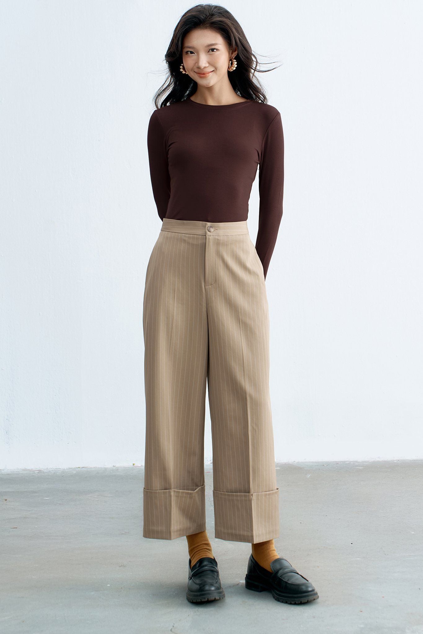 Áo ôm dài tay basic chocolate