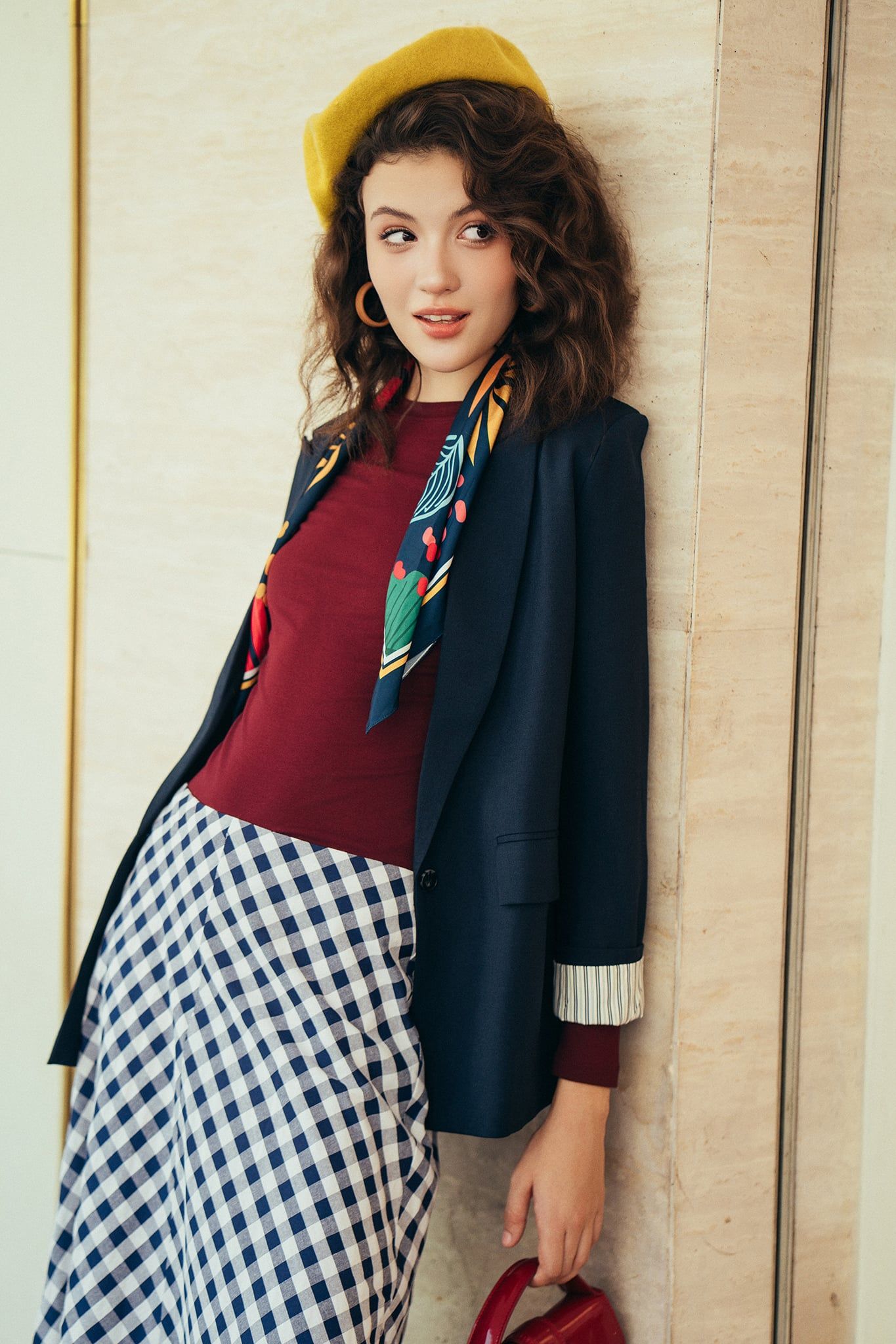 Áo blazer tech navy phối cửa tay