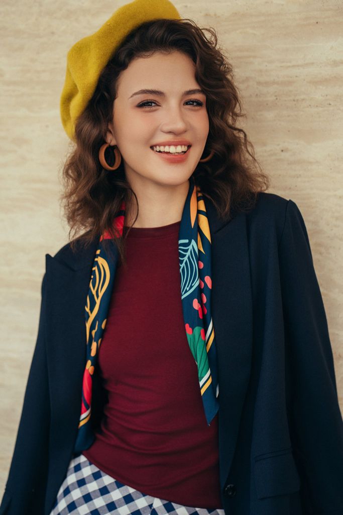 Áo blazer tech navy phối cửa tay