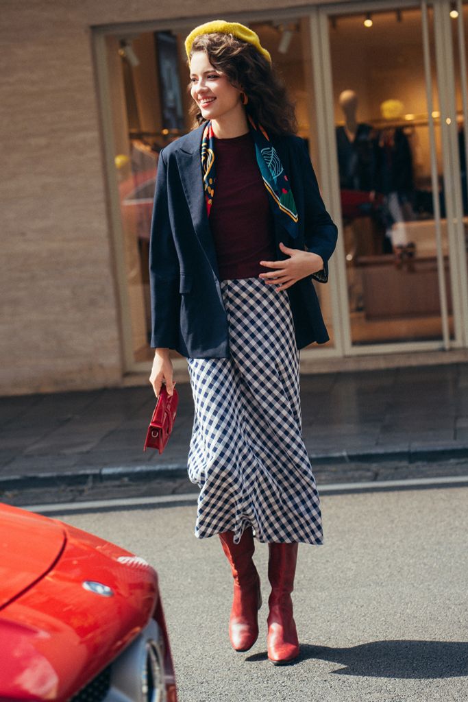 Áo blazer tech navy phối cửa tay