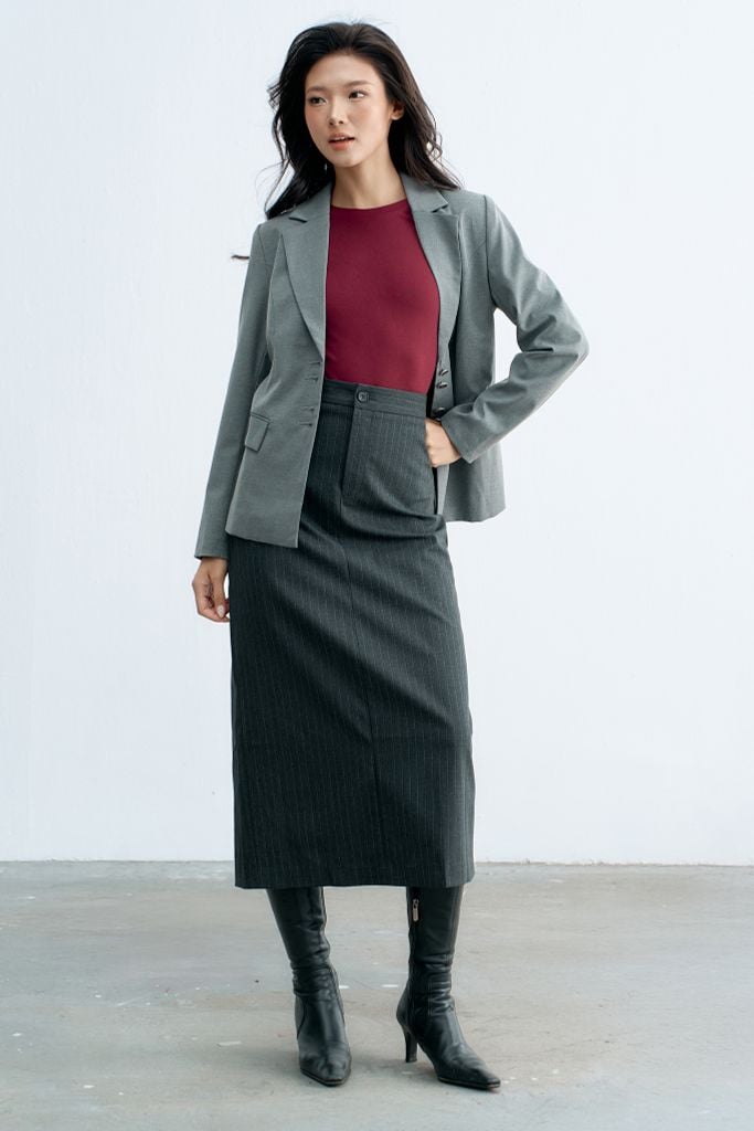 Chân váy midi tàn basic