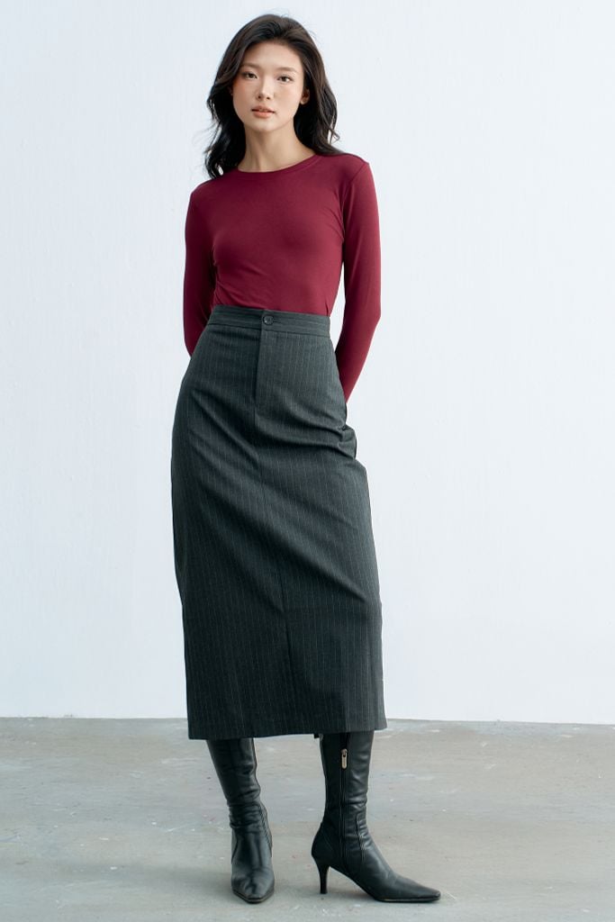 Chân váy midi tàn basic
