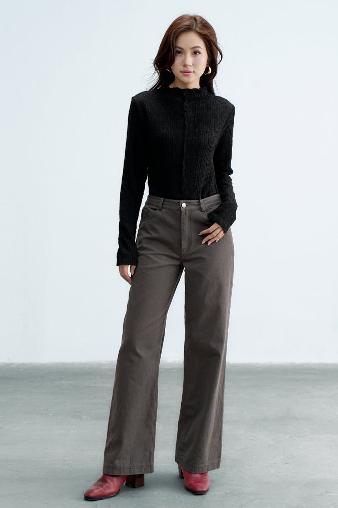 Quần kaki suông ghi xám