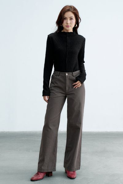 Quần kaki suông ghi xám