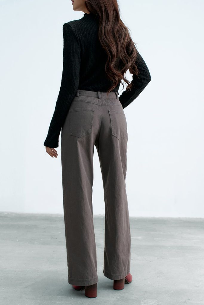 Quần kaki suông ghi xám