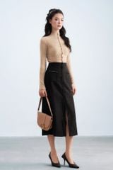  Chân váy tweed đen phối dây trang trí 