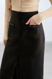  Chân váy tweed đen phối dây trang trí 