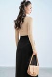  Chân váy tweed đen phối dây trang trí 