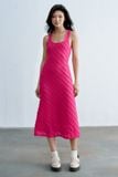  Đầm midi cổ U ren gân hồng đỗ quyên ( Form nhỏ) 