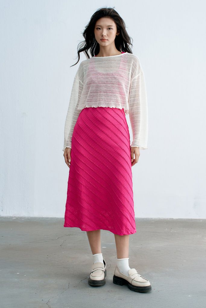 Top len trắng mỏng tay dài