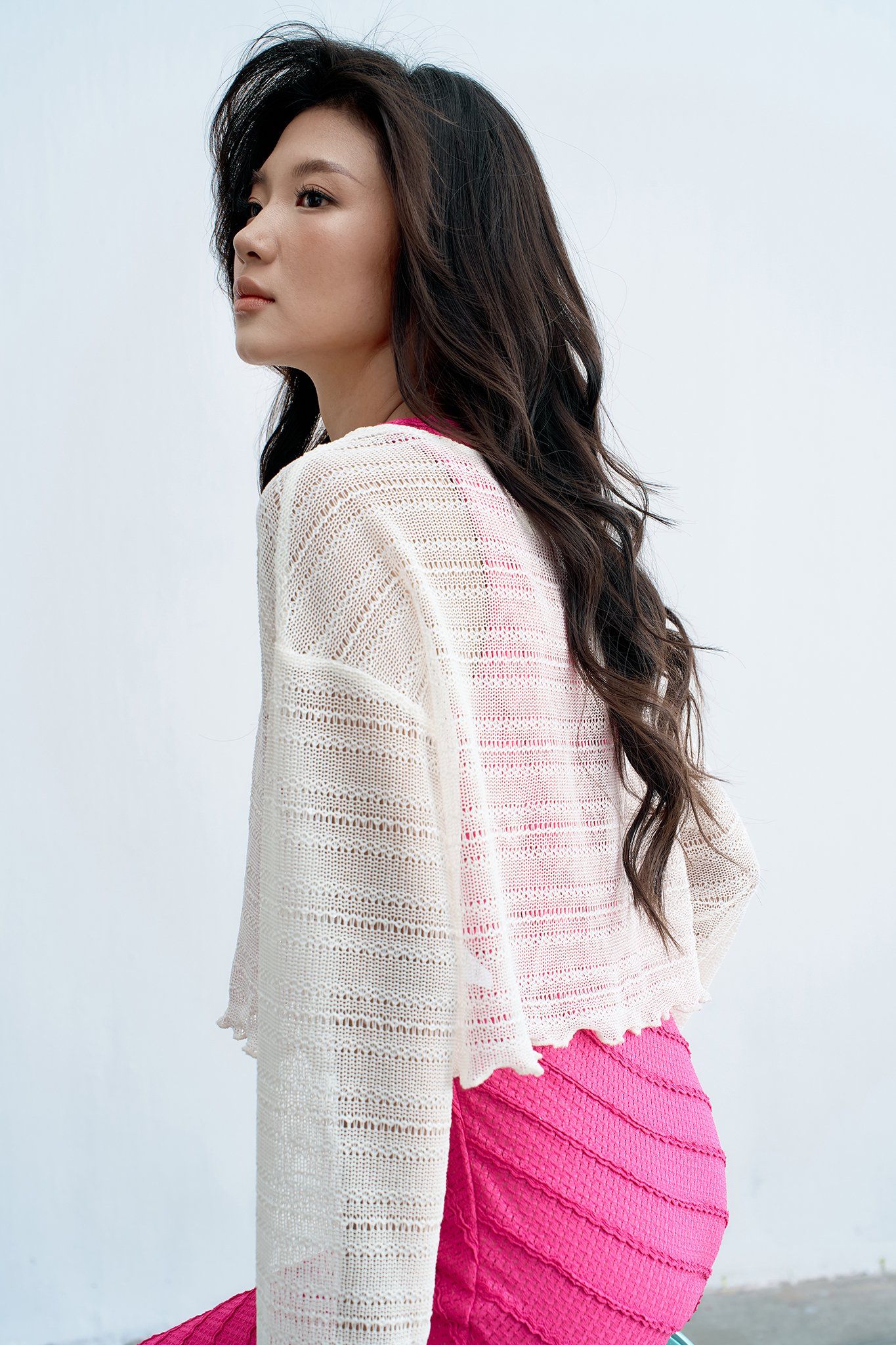 Top len trắng mỏng tay dài