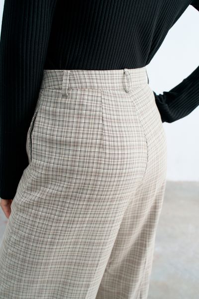 Quần suông houndstooth nâu