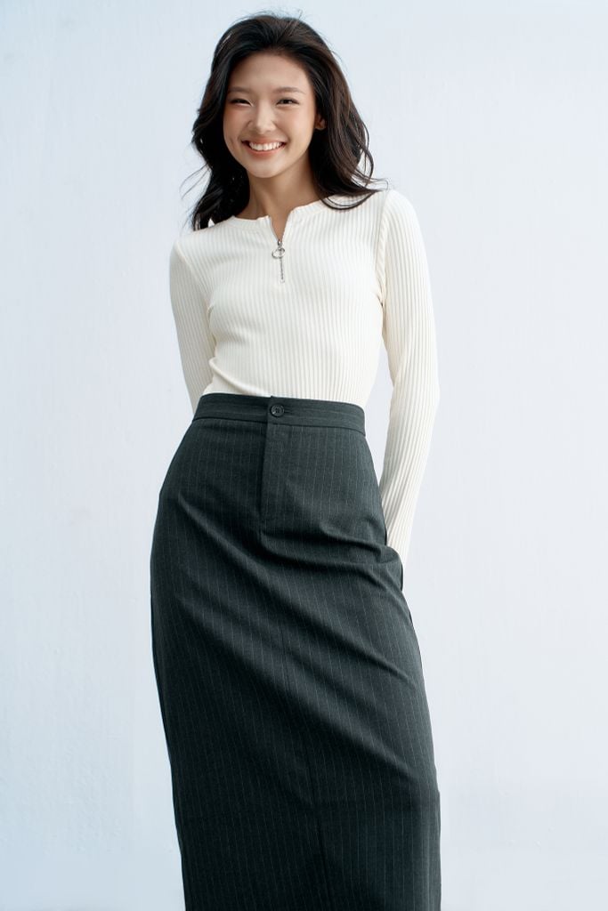 Chân váy midi tàn basic