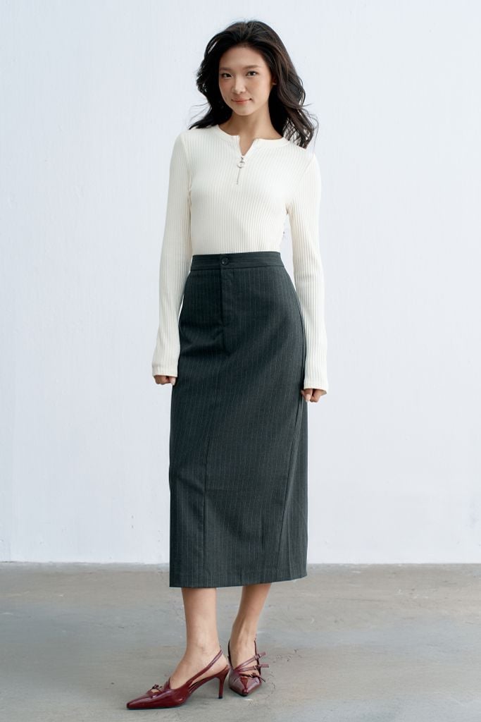 Chân váy midi tàn basic