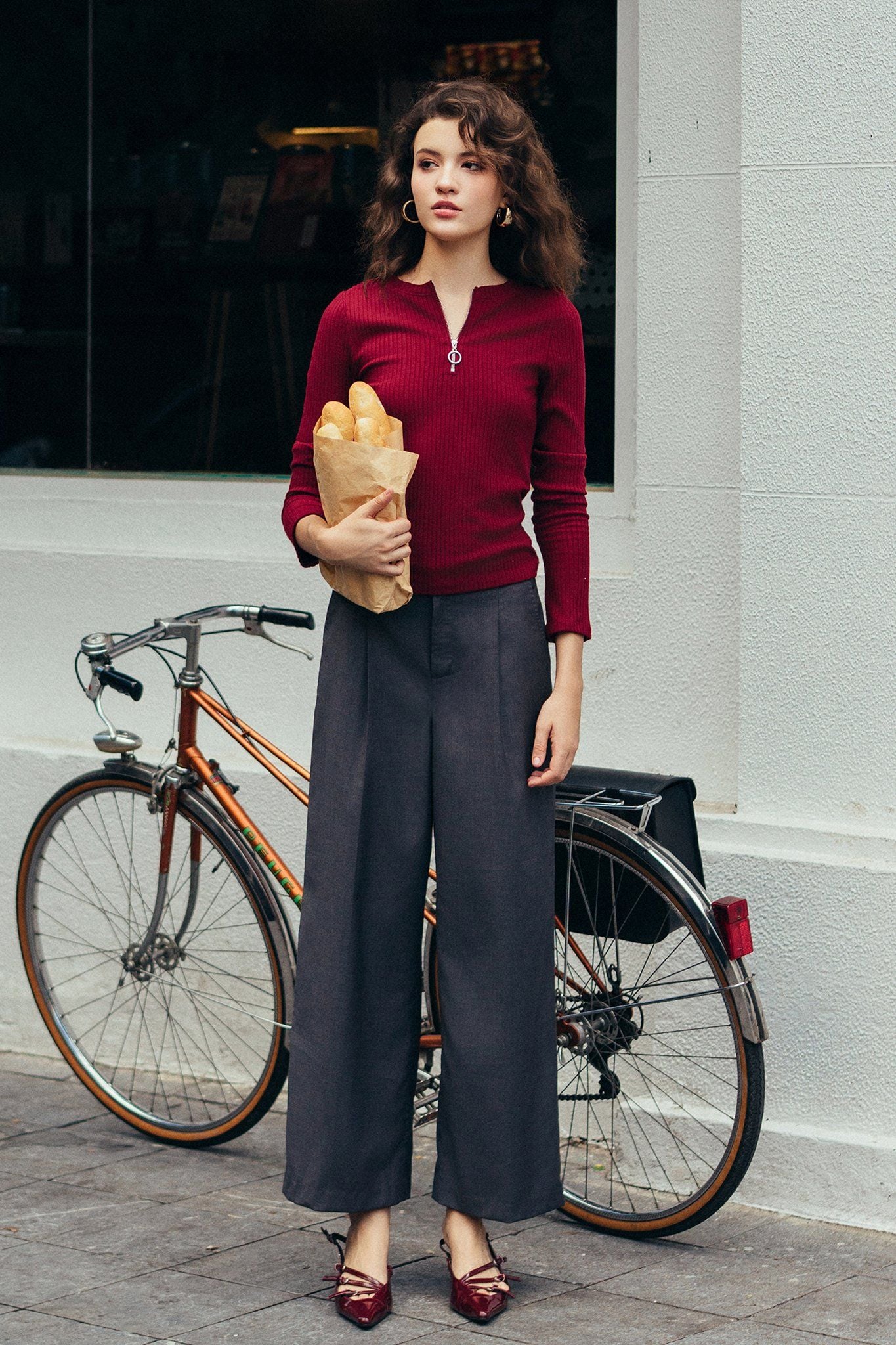 Quần suông tàn thêu đột cạp