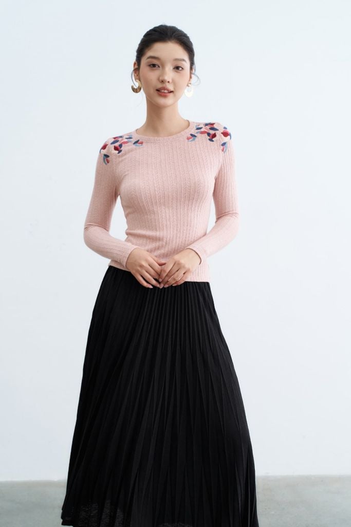 Chân váy dập ly basic đen