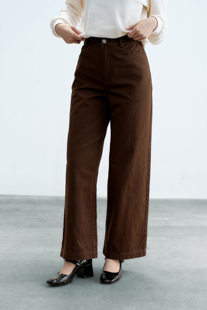 Quần kaki suông nâu chocolate