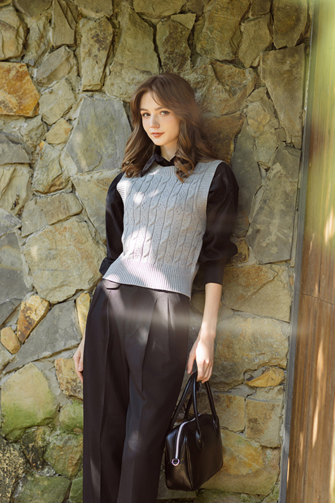 Áo gile len vặn thừng tàn