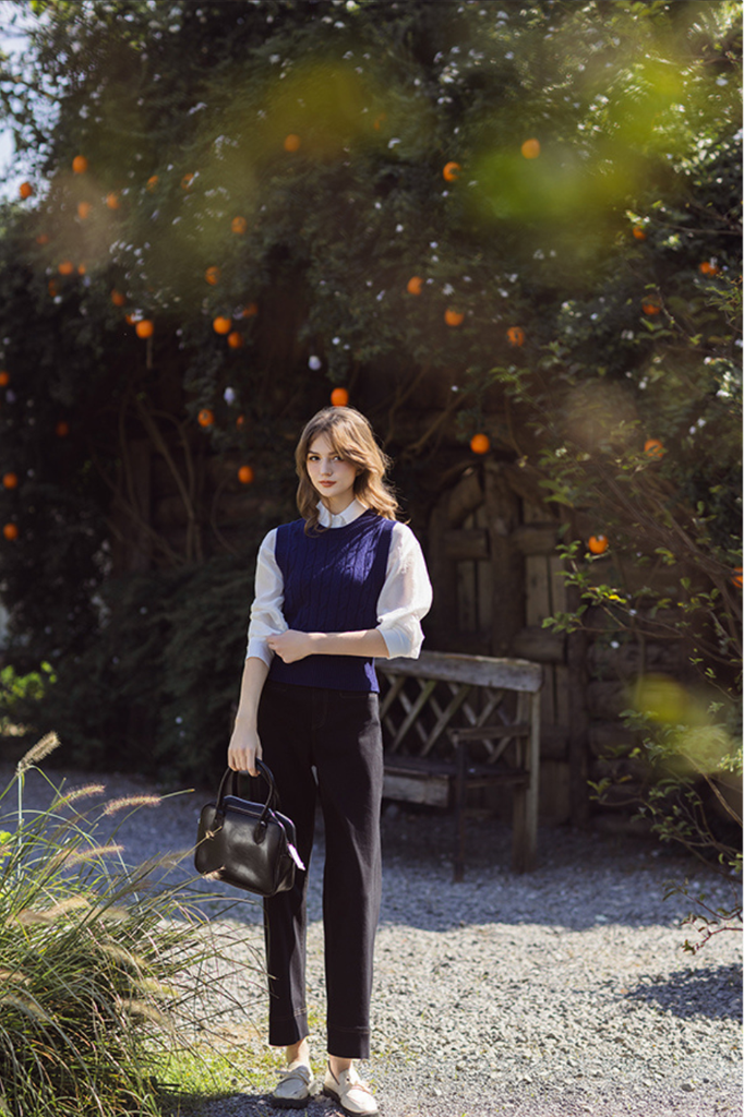 Áo gile len vặn thừng navy