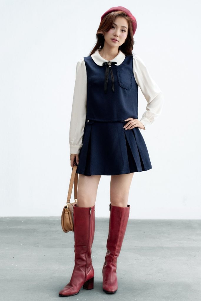 Chân váy mini navy túi hông